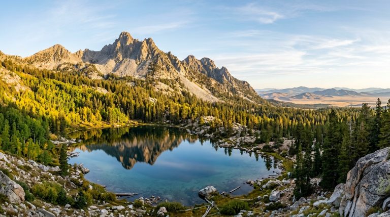 Alpine lake and mountain peaks in the South Warner Wilderness