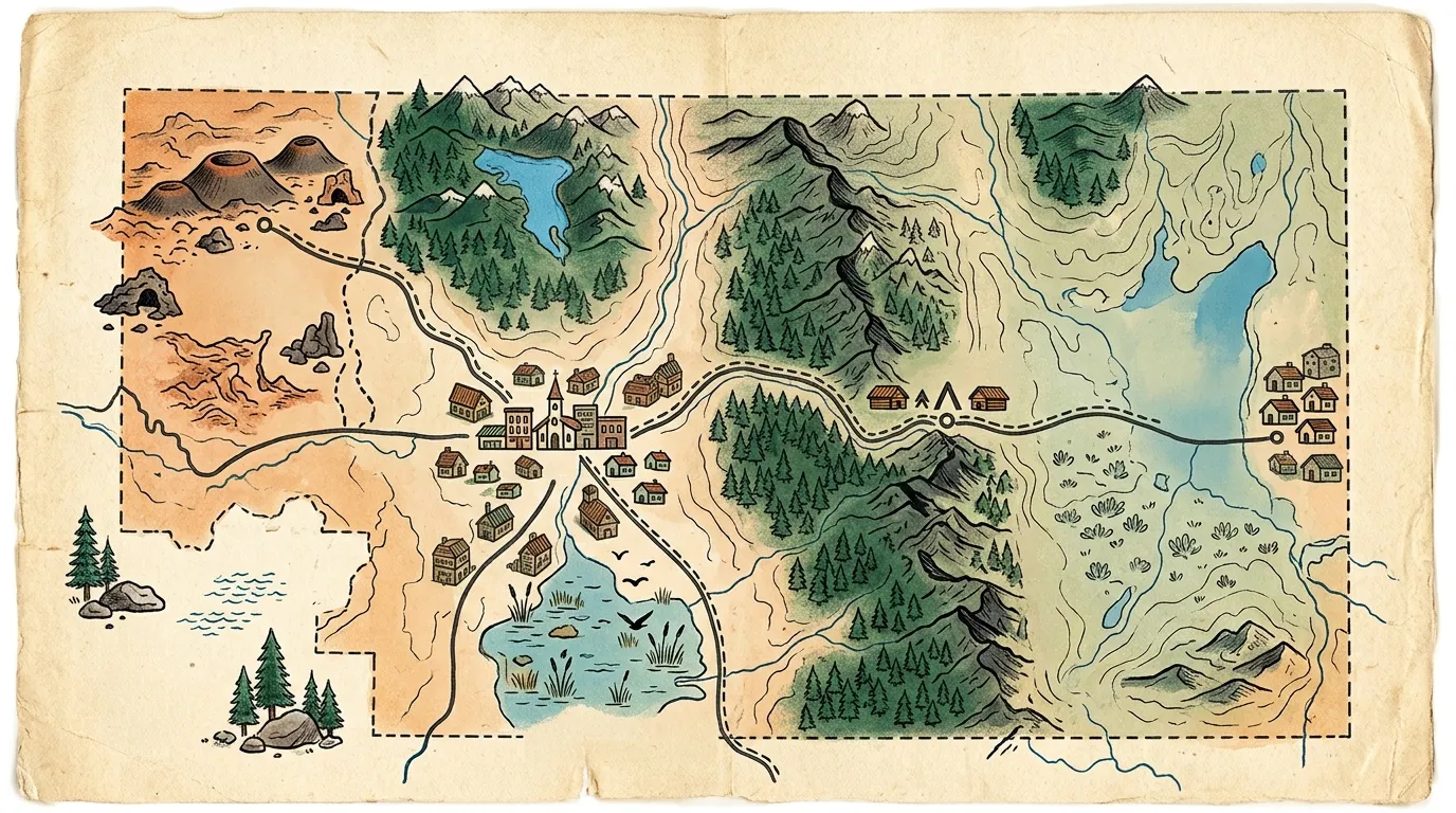 Illustrated map showing weekend itinerary routes across Modoc County