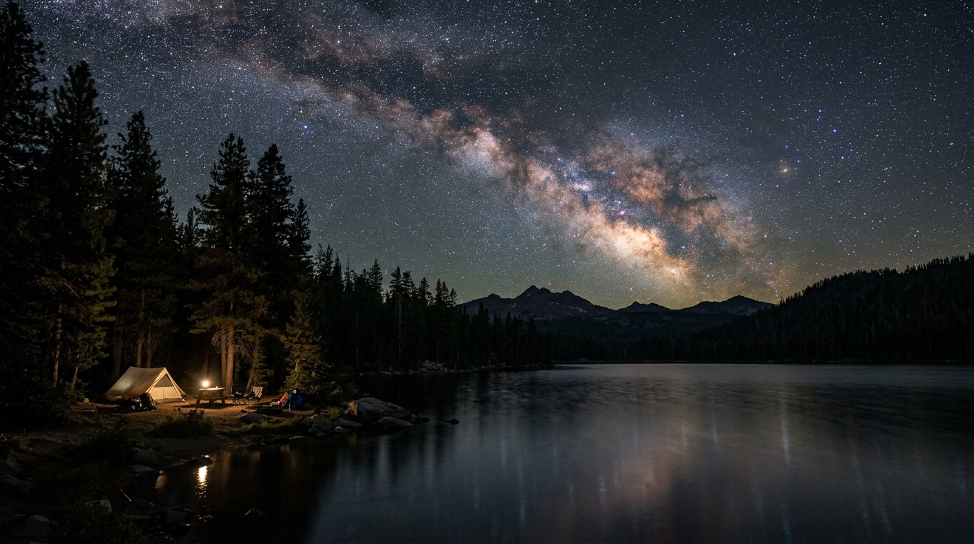 Milky Way over Medicine Lake in the Sáttítla Highlands