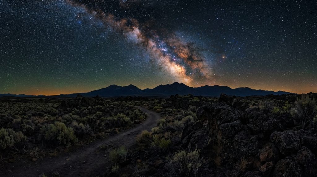 Milky Way over volcanic high desert in Modoc County