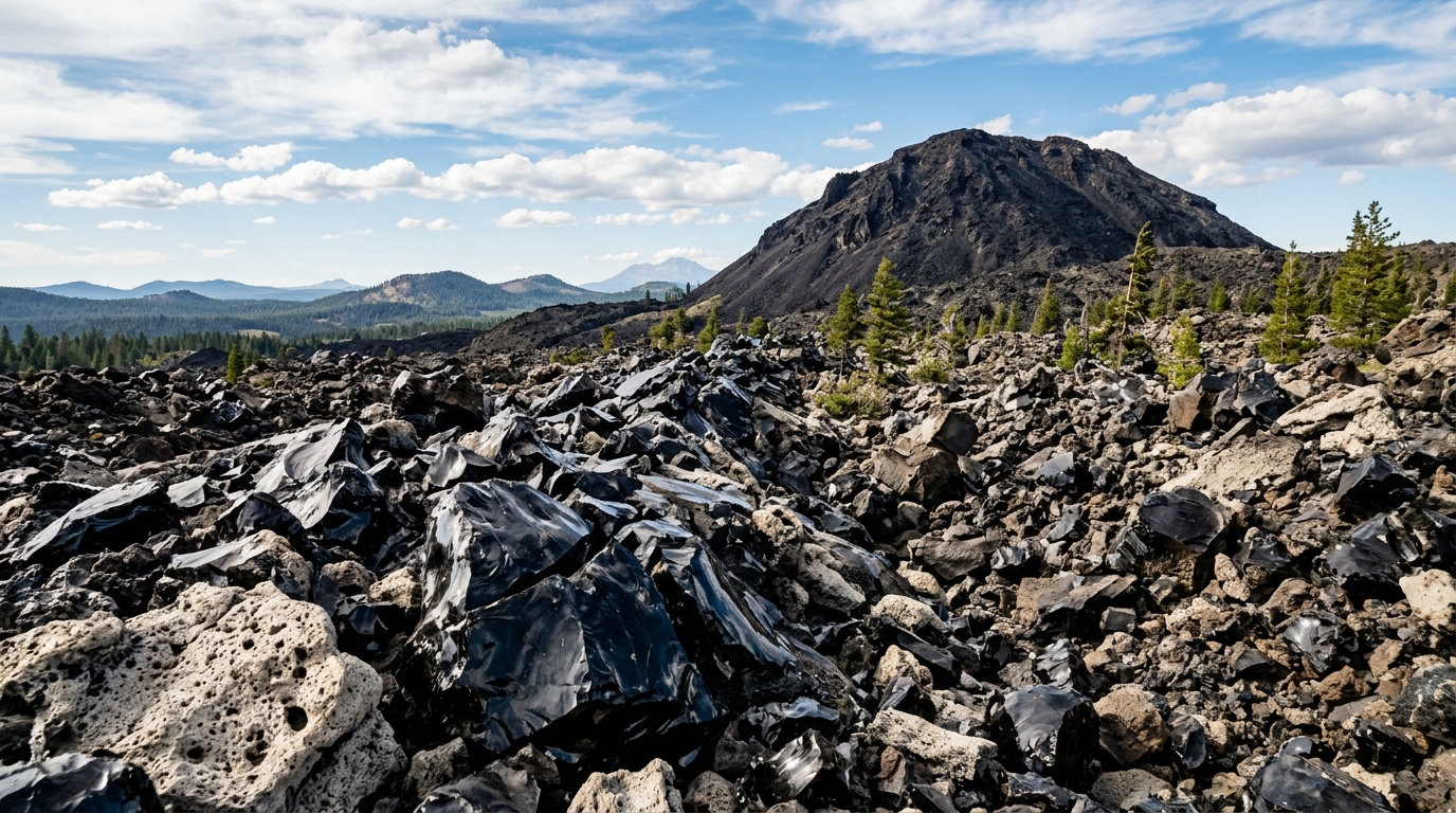 Obsidian formations at Glass Mountain near Medicine Lake