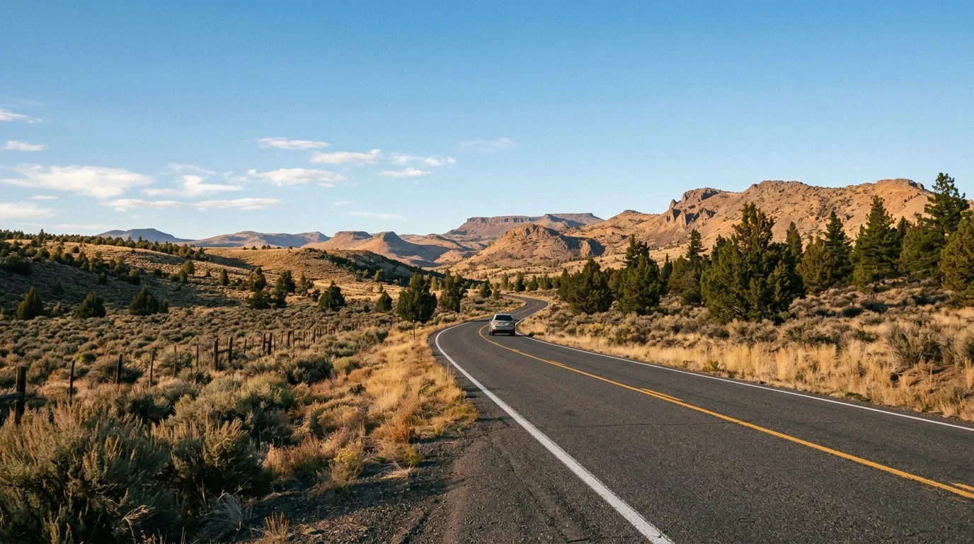 Scenic road through the high desert of Modoc County, California