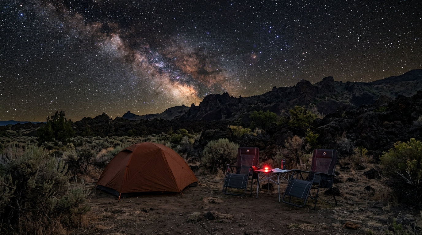 Stargazing campsite at Lava Beds National Monument