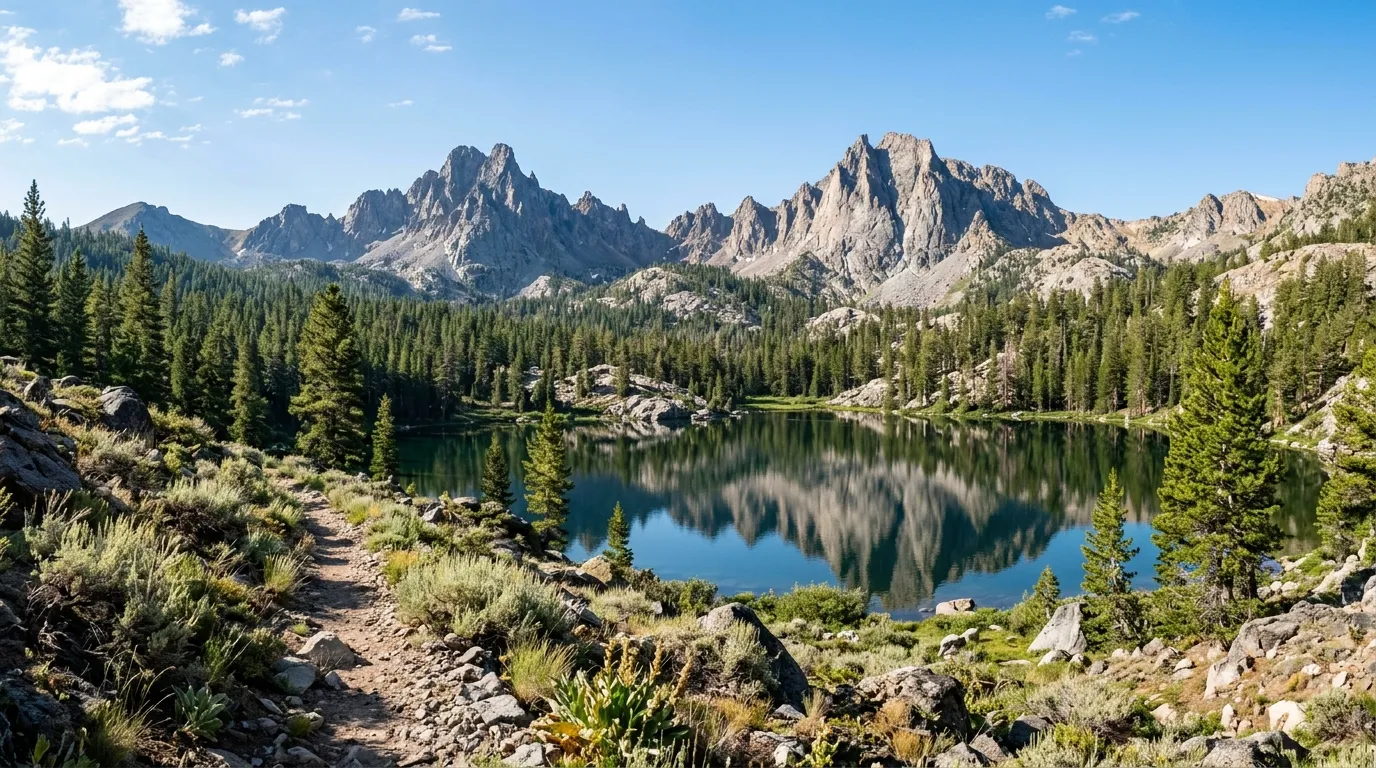 Warner Mountains and alpine lake in Modoc County